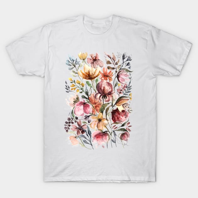 Loose florals T-Shirt by Andraws Art
